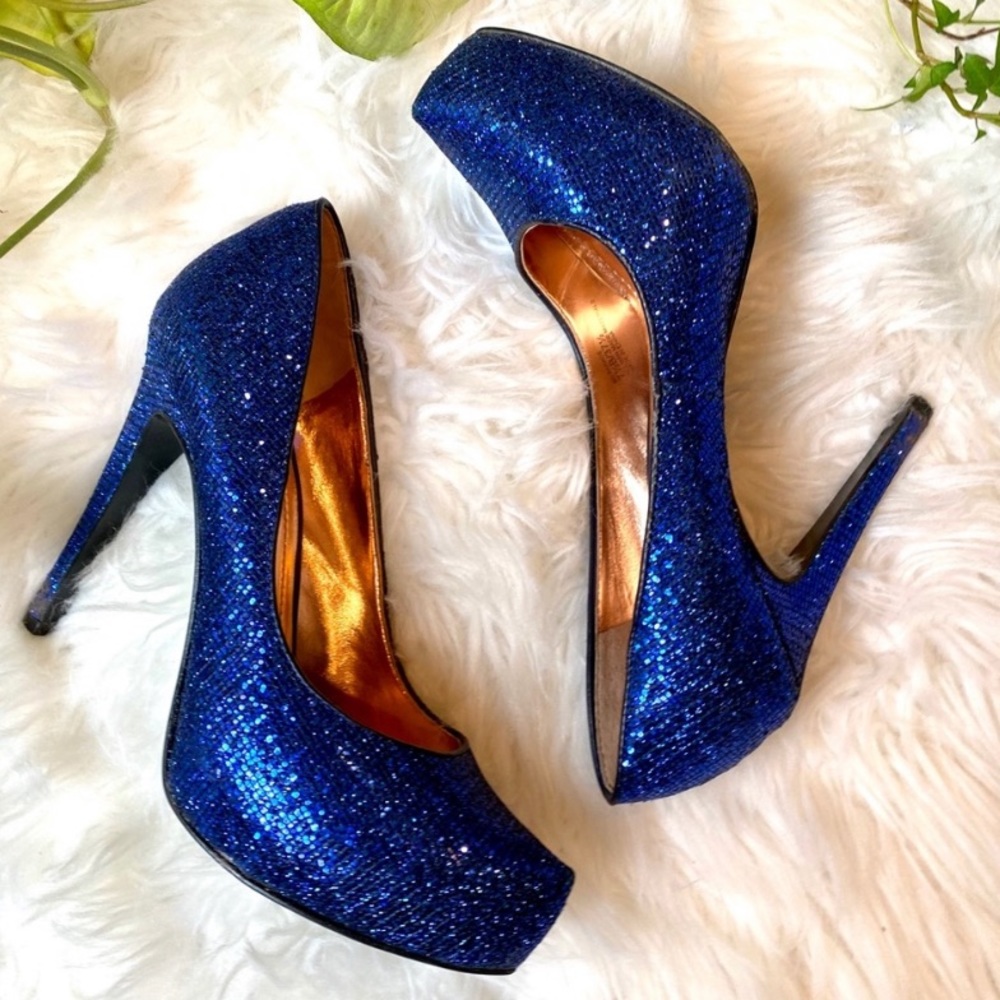 Bcbgeneration Platform Sparkling Blue Glitter Nwot - image 3